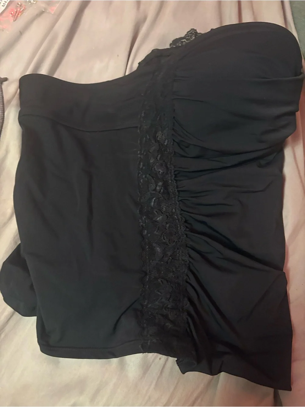 SPANX Black Lace-Detail Tube Top — Size 10- excellent condition
